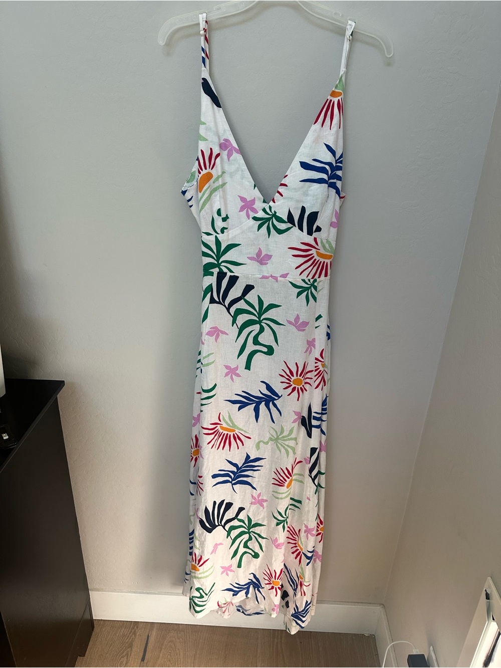 NWT LOFT Beach Sun Cutout Tropical Linen Blend Midi Pocket Dress – Size 14 - Picture 10 of 13